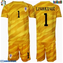 Camisa de Futebol Croácia Dominik Livakovic #1 Goleiro Equipamento Principal Infantil Europeu 2024 Manga Curta (+ Calças curtas)